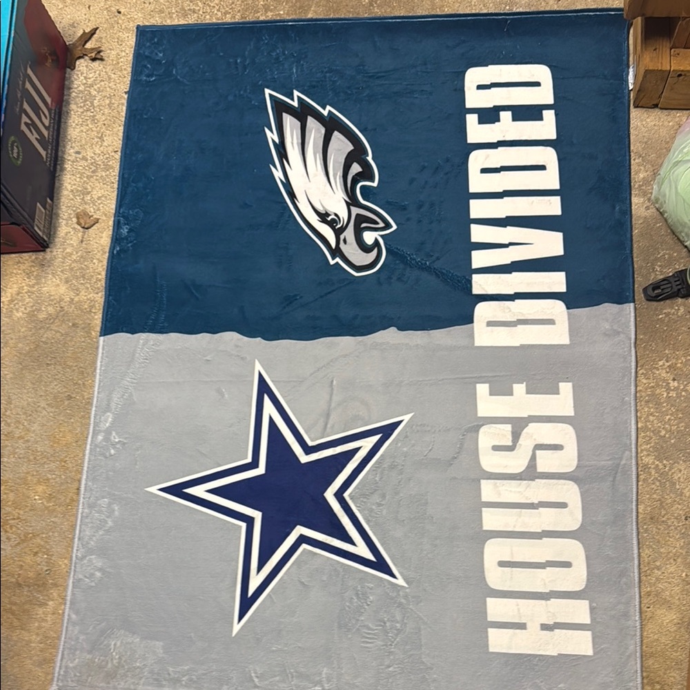 House Divided Blanket with Eagles and Cowboys Logos